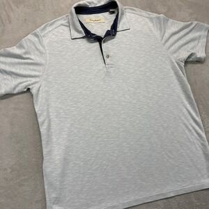 Tommy Bahama Polo Shirt Mens Large Gray Light Performance Short Sleeve Stretch
